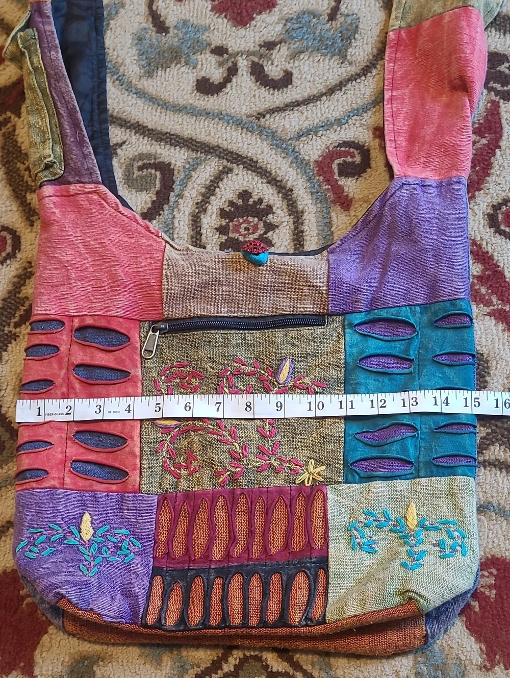 Patchwork Embroidered Hobo Boho Bohemian Crossbody Bag Purse Colorful Artsy